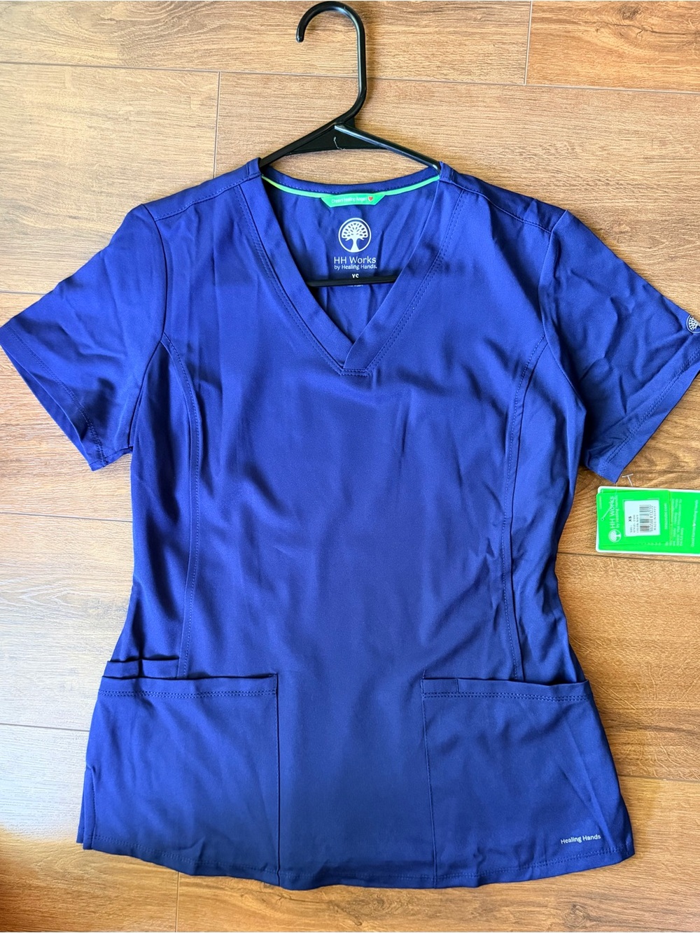 NWT Healing Hands Women's Navy V-Neck Scrub Top